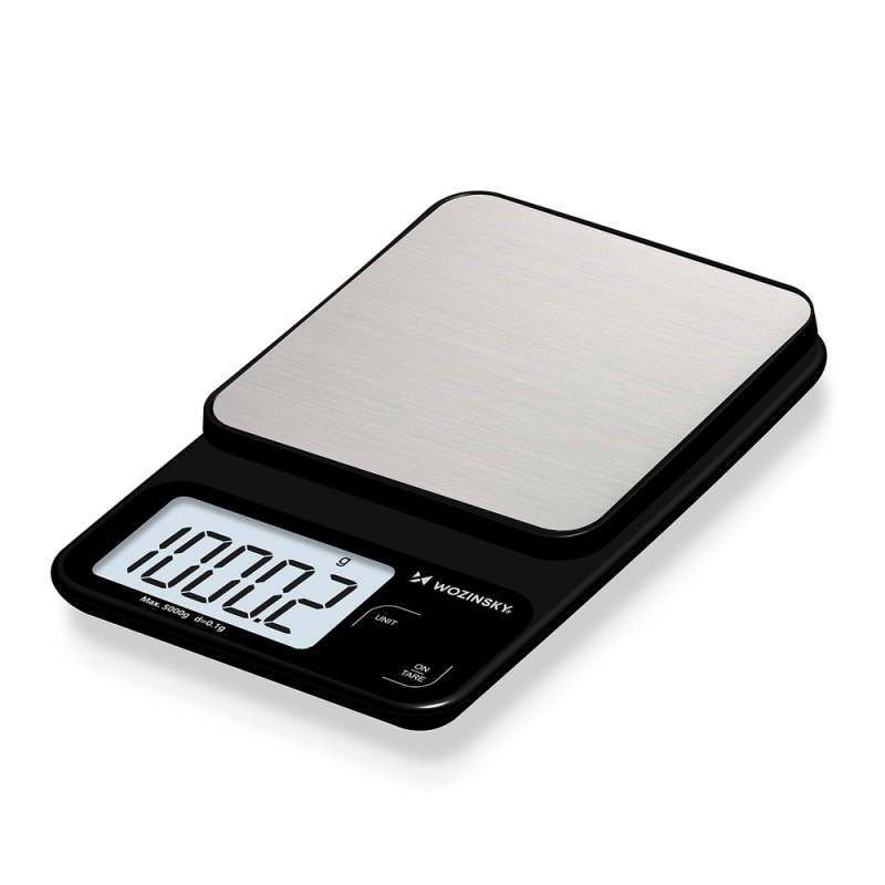 Kuchyňská váha Wozinsky WAK-2252 s vysokou přesností a velkým LCD displejem, nosnost až 5 kg – černá