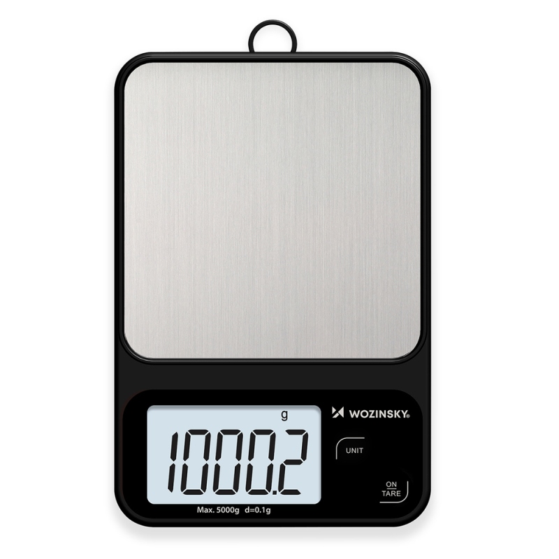 Kuchyňská váha Wozinsky WAK-2252 s vysokou přesností a velkým LCD displejem, nosnost až 5 kg – černá
