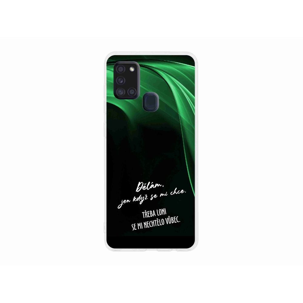 Gelový kryt mmCase na Samsung Galaxy A21s - vtipný text 12 černé pozadí