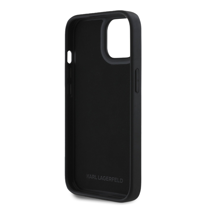 Karl Lagerfeld 3D Rubber Glitter Logo Zadní Kryt pro iPhone 14 Black
