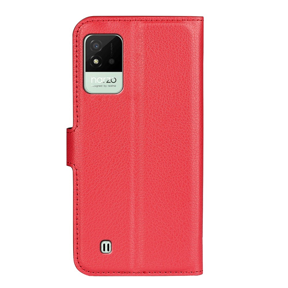 Litchi knížkové pouzdro na Realme Narzo 50i - červený