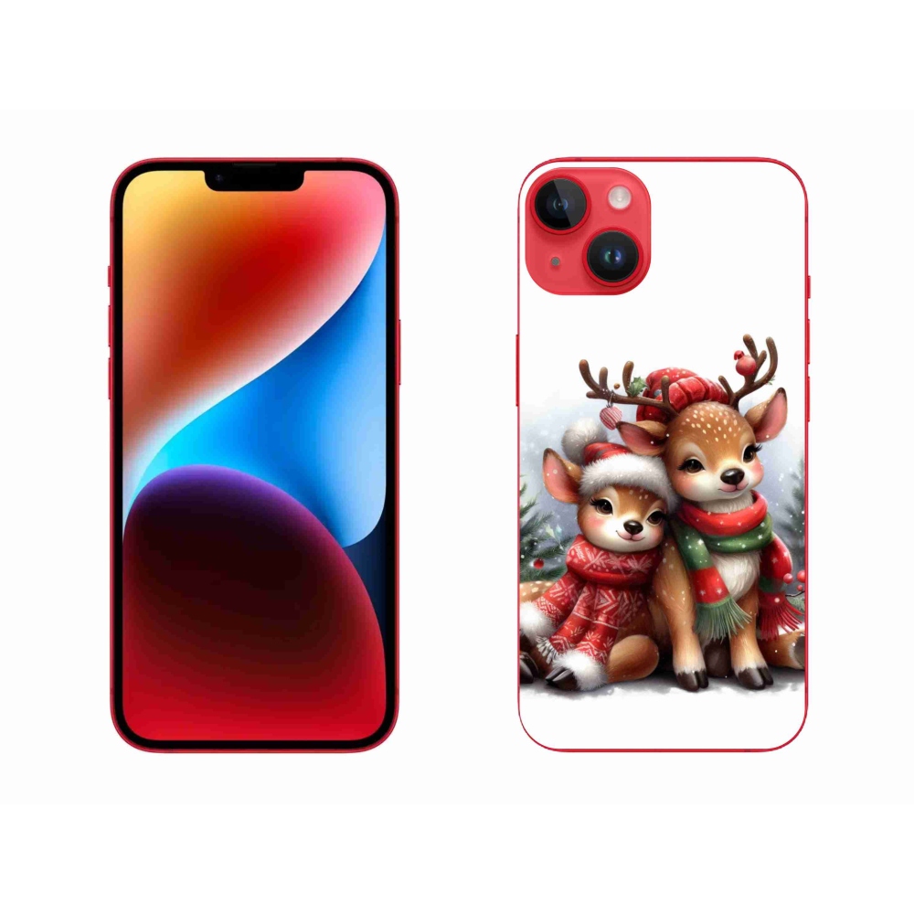 Gelový kryt mmCase na iPhone 14 Plus - vánoční sobi