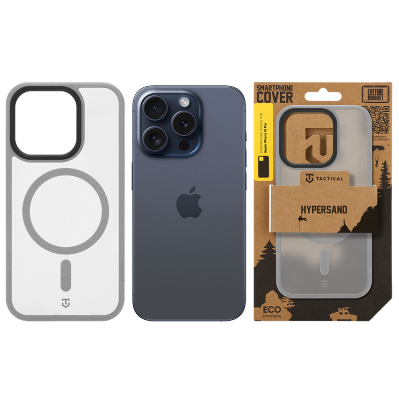 Tactical MagForce Hypersand Kryt pro Apple iPhone 15 Pro Light Grey