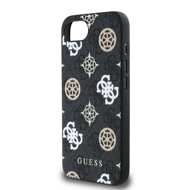 Guess PU 4G Peony MagSafe Zadní Kryt pro iPhone 16e/17e Black