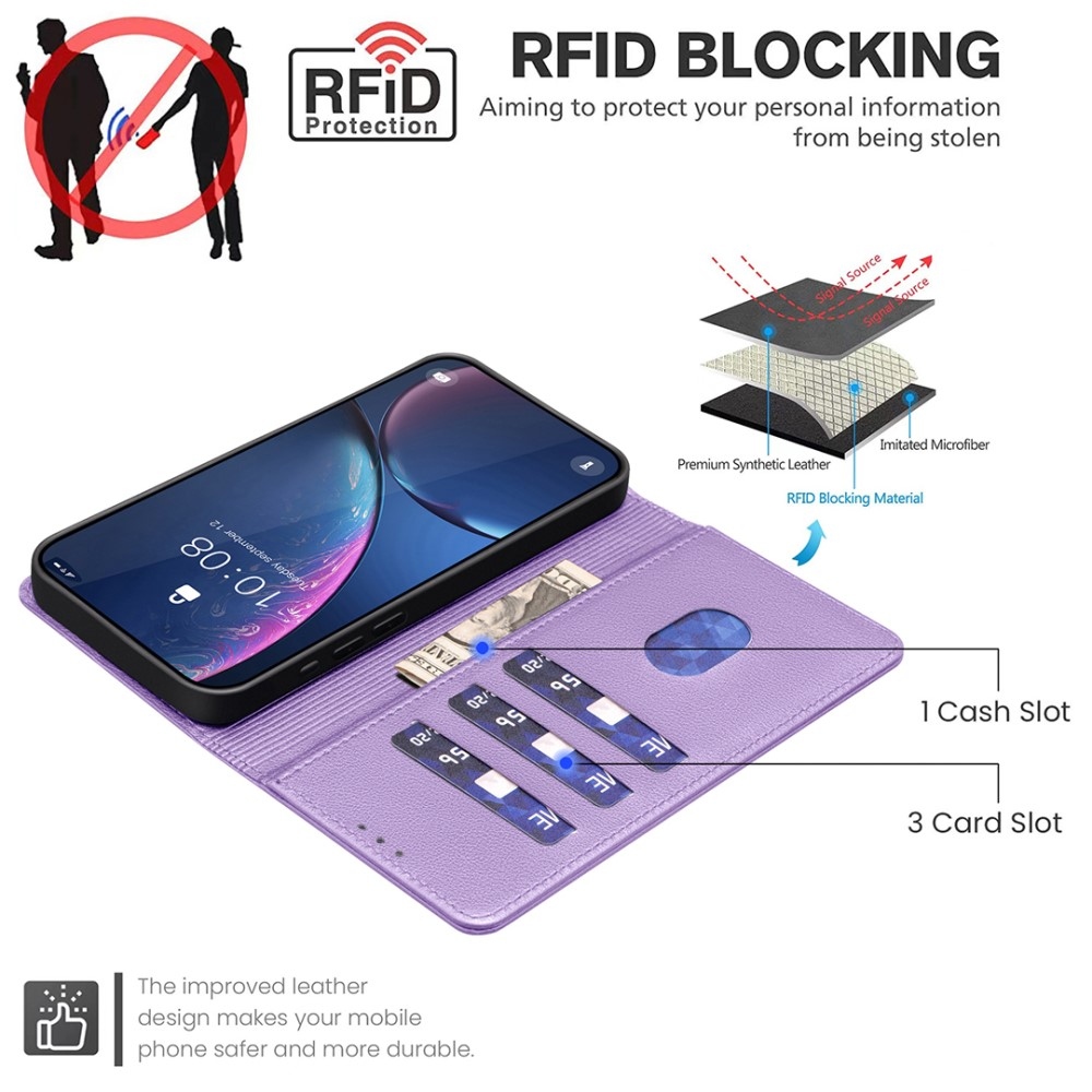 BINFEN knížkové pouzdro na Xiaomi 15 Pro - fialové