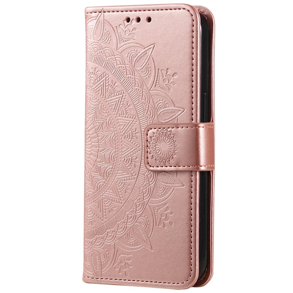 Mandala knížkové pouzdro na Xiaomi Redmi Note 14 5G - růžovozlaté