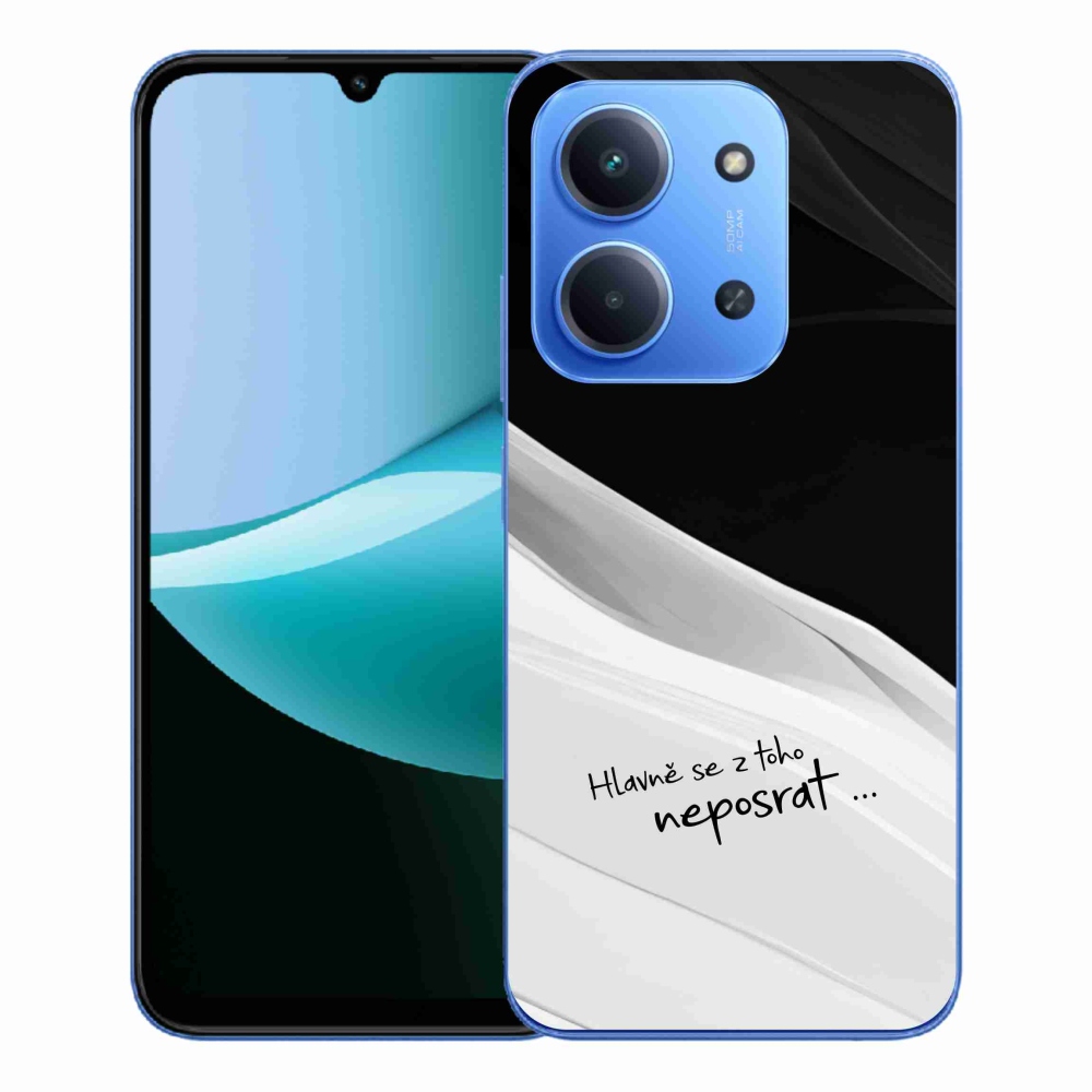 Gelový kryt mmCase na Xiaomi Redmi 15C 4G/5G (173mm) - vtipný text 13 bíločerné pozadí