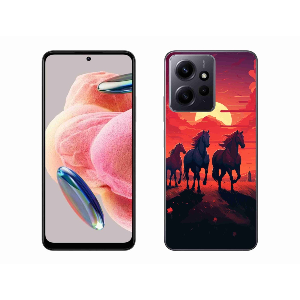 Gelový kryt mmCase na Xiaomi Redmi Note 12 4G - koně a západ slunce