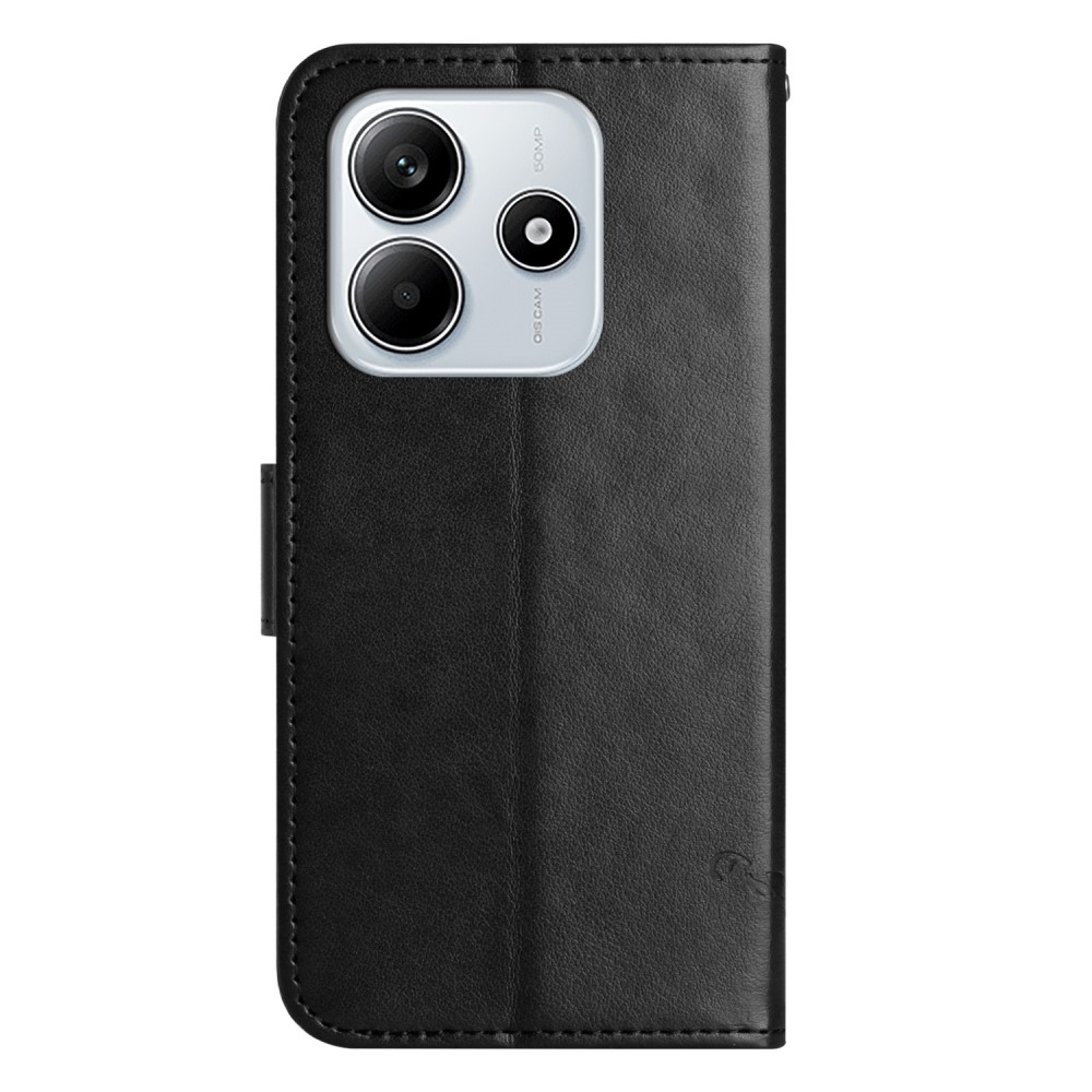 Flower knížkové pouzdro na Xiaomi Redmi Note 14 5G - černé
