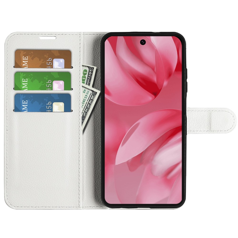 Litchi knížkové pouzdro na Google Pixel 10 - bílé