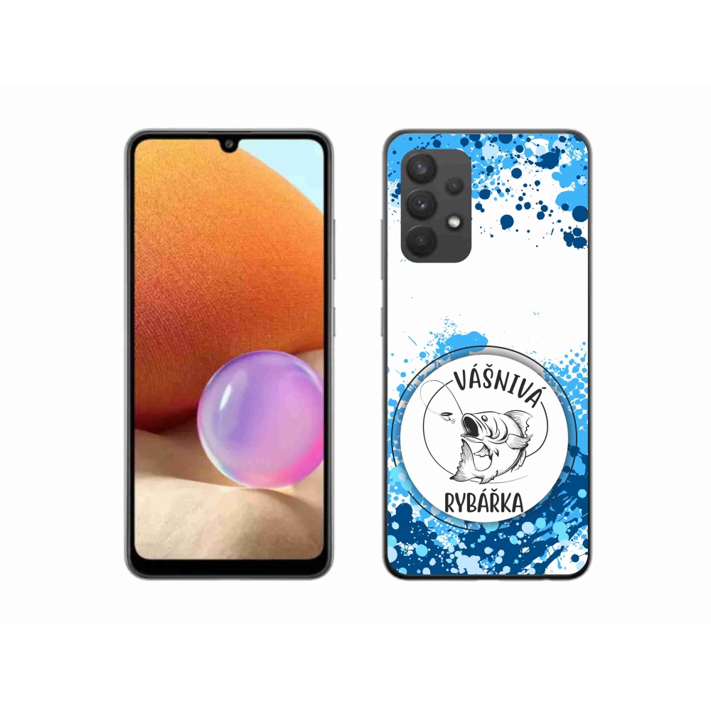 Gelový kryt mmCase na Samsung Galaxy A32 4G - vášnivá rybářka bílé pozadí