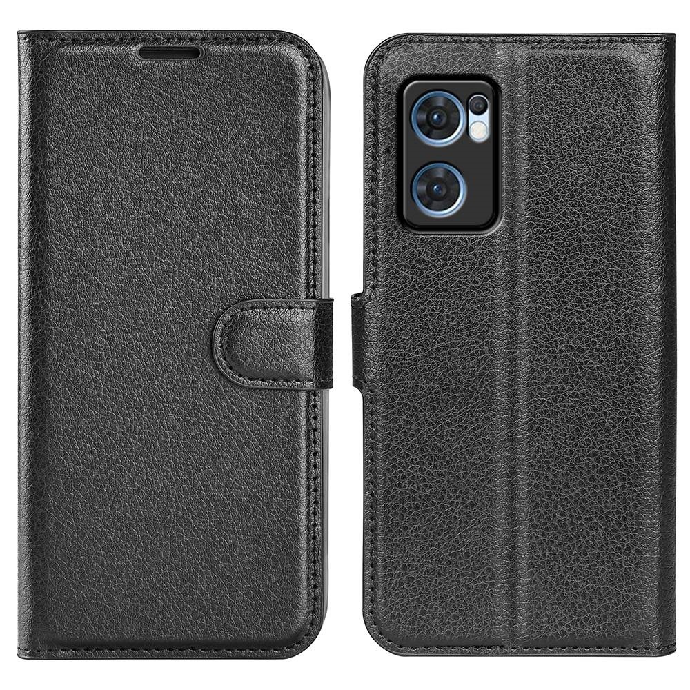 Litchi knížkové pouzdro na Oppo Find X5 Lite - černé