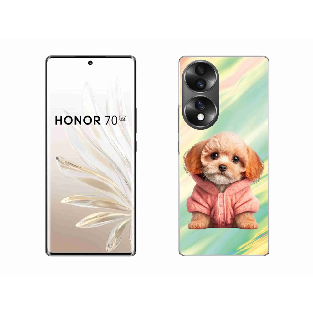 Gelový kryt mmCase na Honor 70 - štěně ve svetru