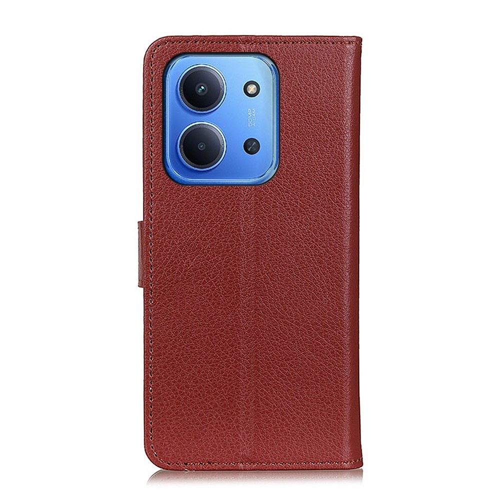 Litchie knížkové pouzdro na Xiaomi Redmi 15C 4G/5G (173mm) - hnědé