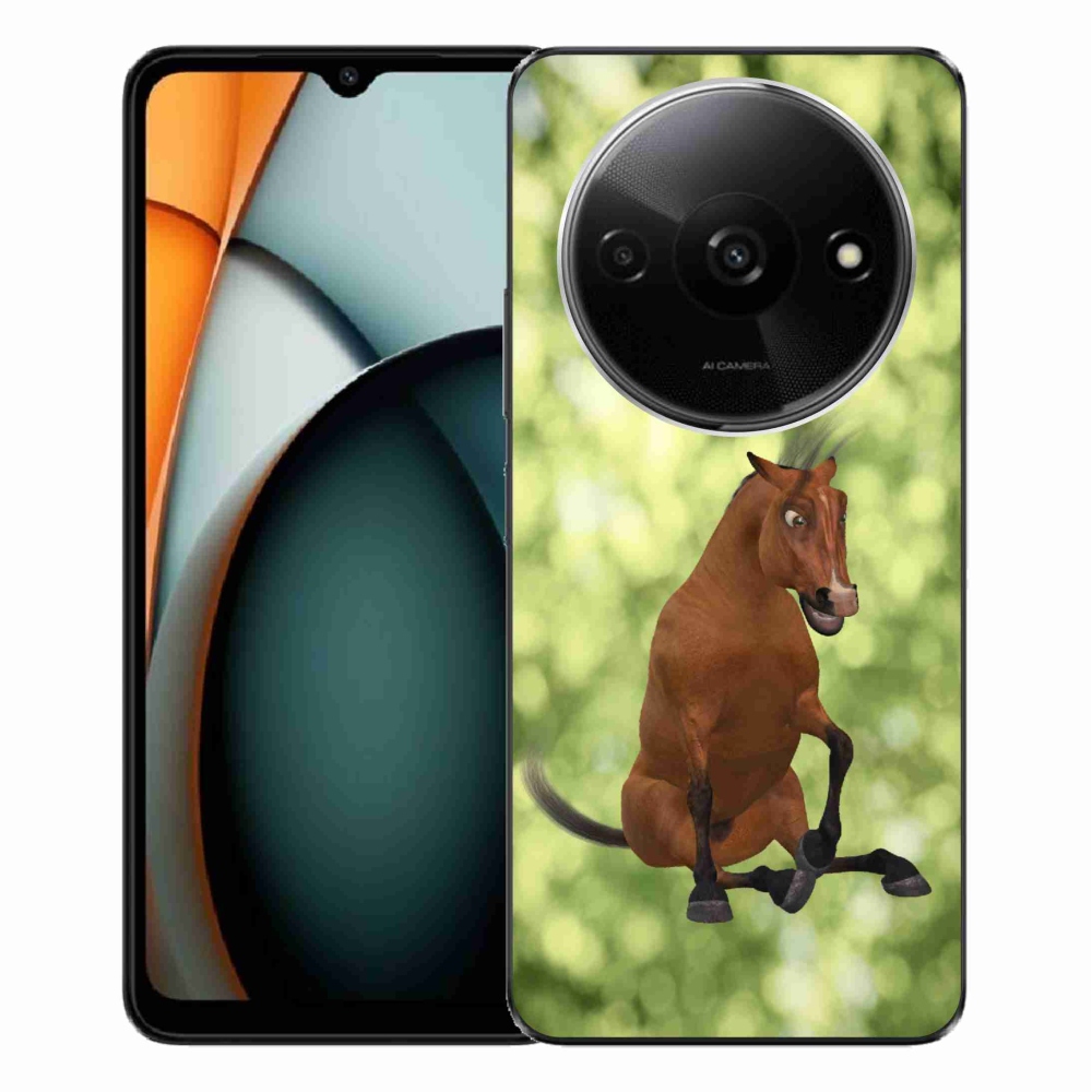 Gelový kryt mmCase na Xiaomi Redmi A3 - hnědý kreslený kůň 1