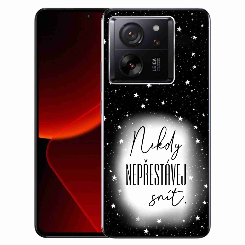 Gelový kryt mmCase na Xiaomi 13T/13T Pro - citát 1 bíločerné pozadí