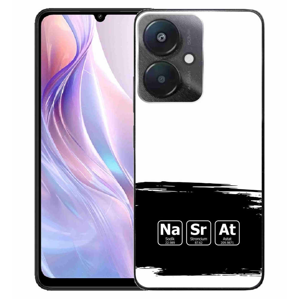 Gelový kryt mmCase na Xiaomi Redmi 13C 5G  - chemické prvky černobílé pozadí