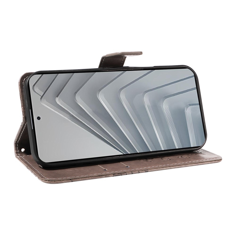 Big Butterfly knížkové pouzdro na Xiaomi Redmi Note 14 - šedé
