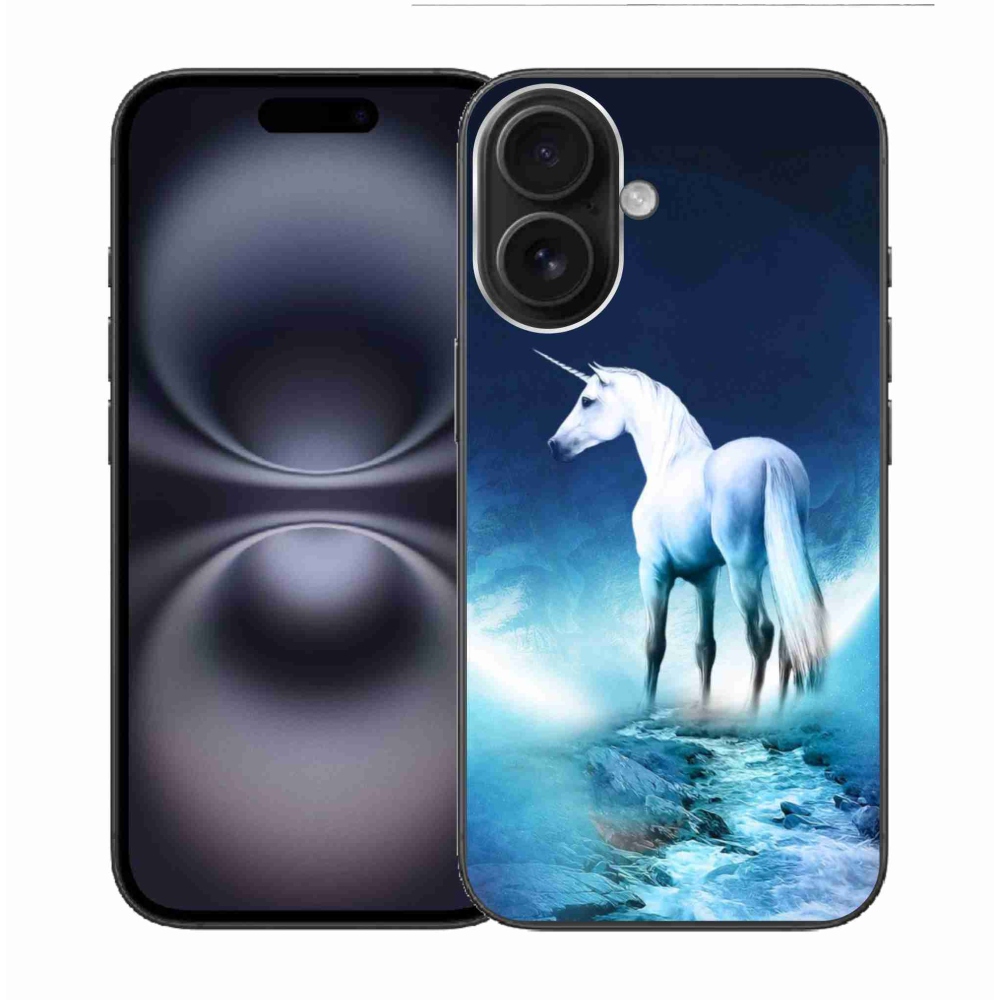Gelový kryt mmCase na iPhone 16 - bílý jednorožec