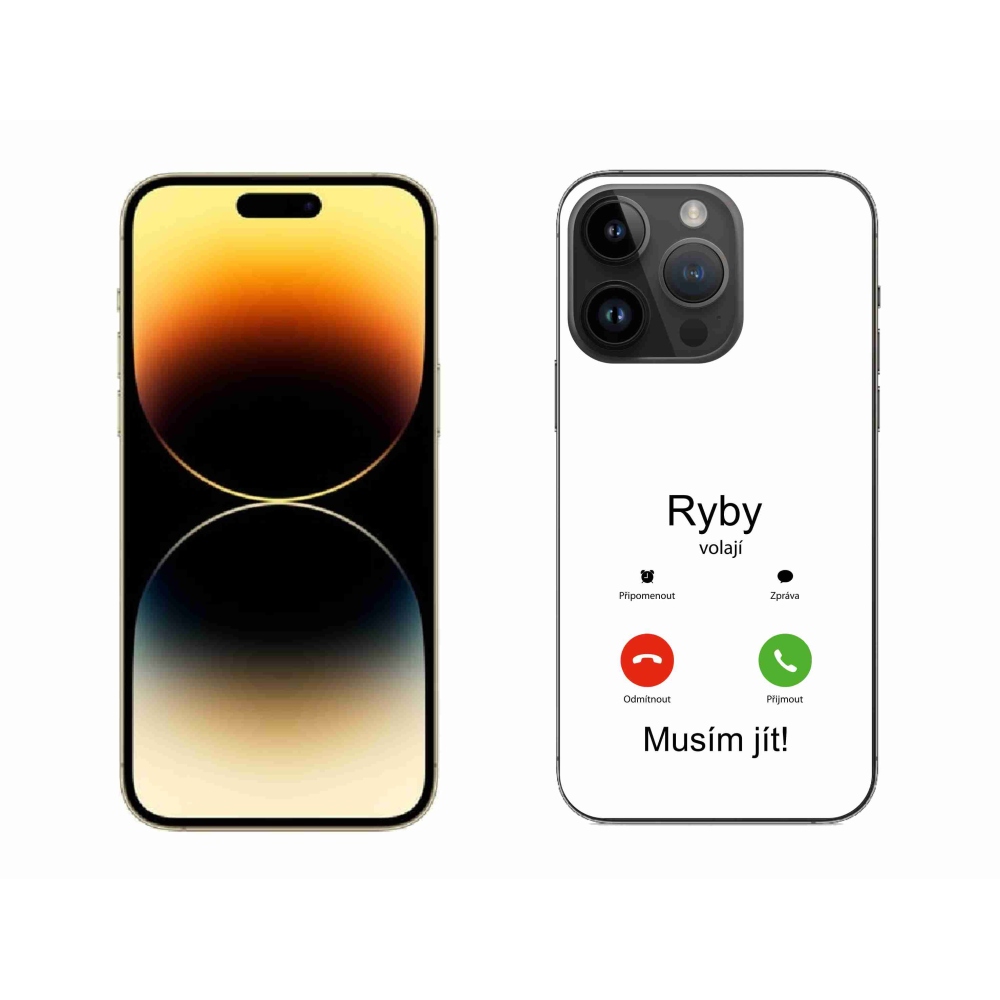 Gelový kryt mmCase na iPhone 14 Pro Max 6.7 - ryby volají bílé pozadí
