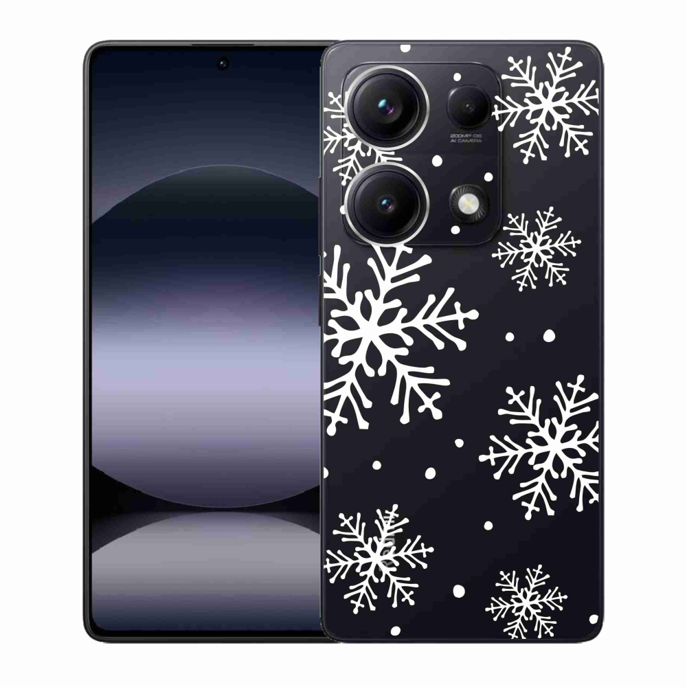 Gelový kryt mmCase na Xiaomi Redmi Note 14S - bílé vločky na průhledném pozadí