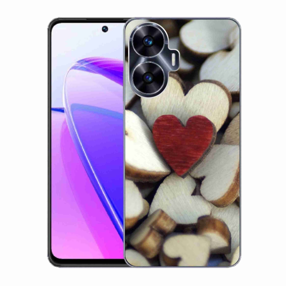 Gelový kryt mmCase na Realme C55 - gravírované červené srdce 