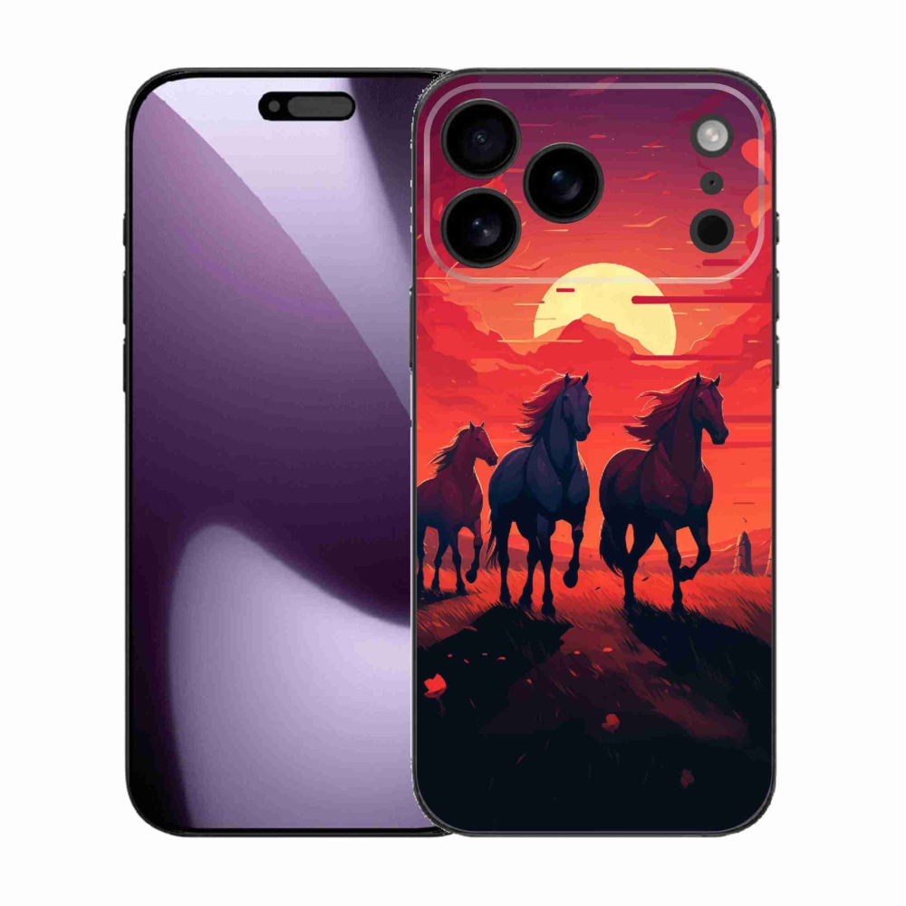 Gelový kryt mmCase na iPhone 17 Pro Max - koně a západ slunce