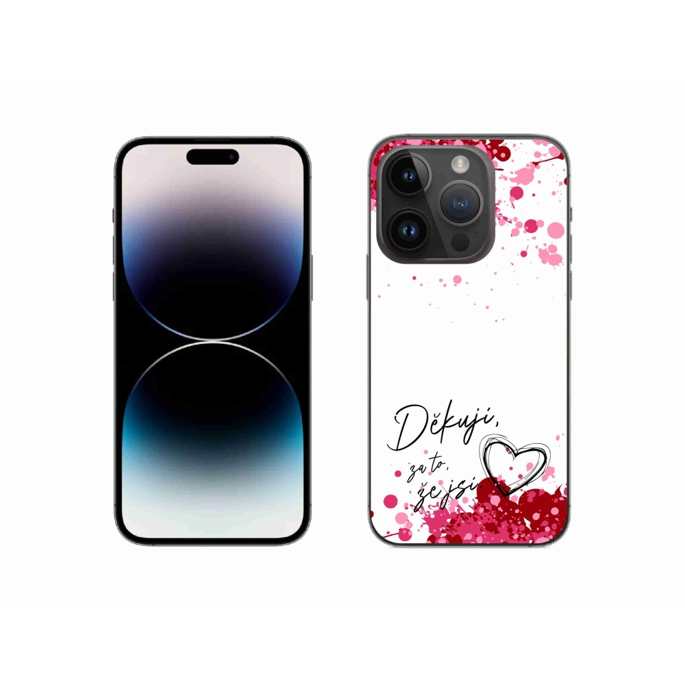 Gelový kryt mmCase na iPhone 14 Pro 6.1 - zamilovaný text 2 bílé pozadí