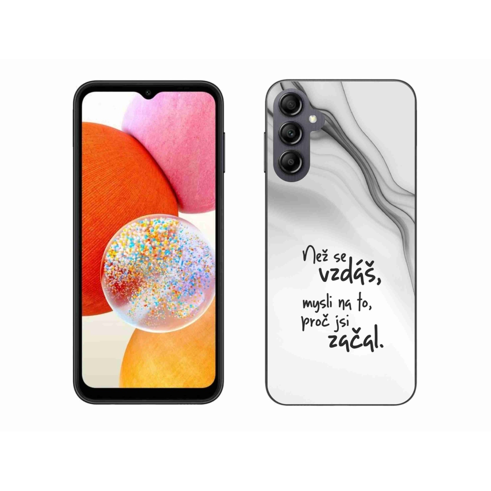 Gelový kryt mmCase na Samsung Galaxy A14 4G/5G - citát 2 bílé pozadí