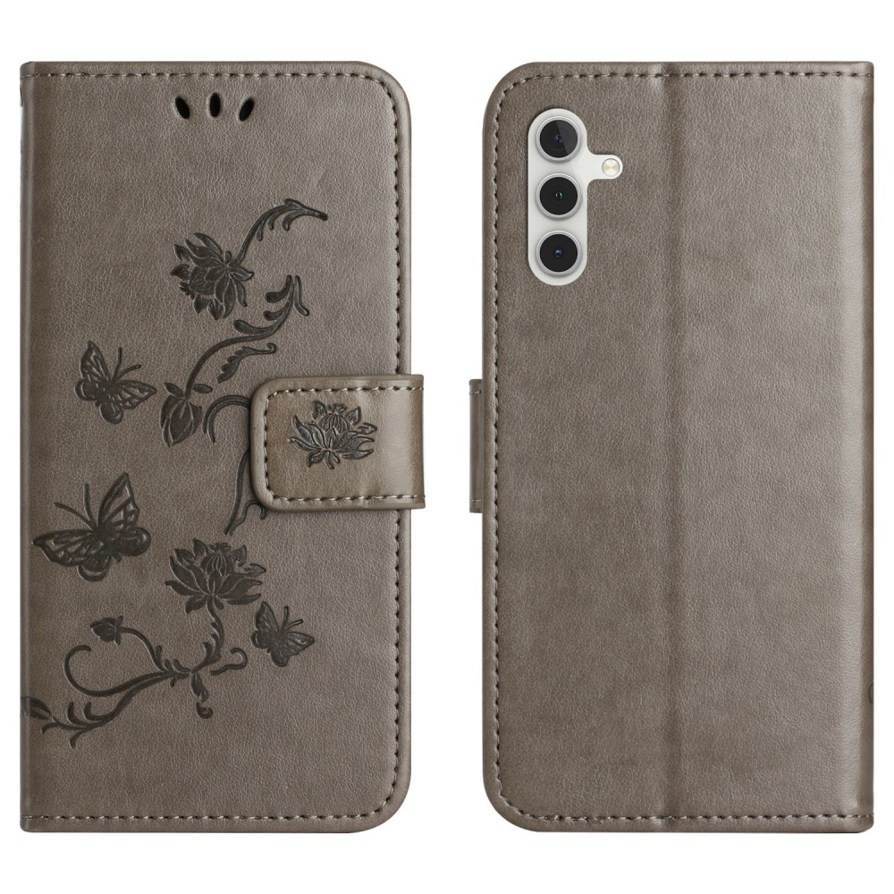 Flower knížkové pouzdro na Samsung Galaxy A26 5G - šedé