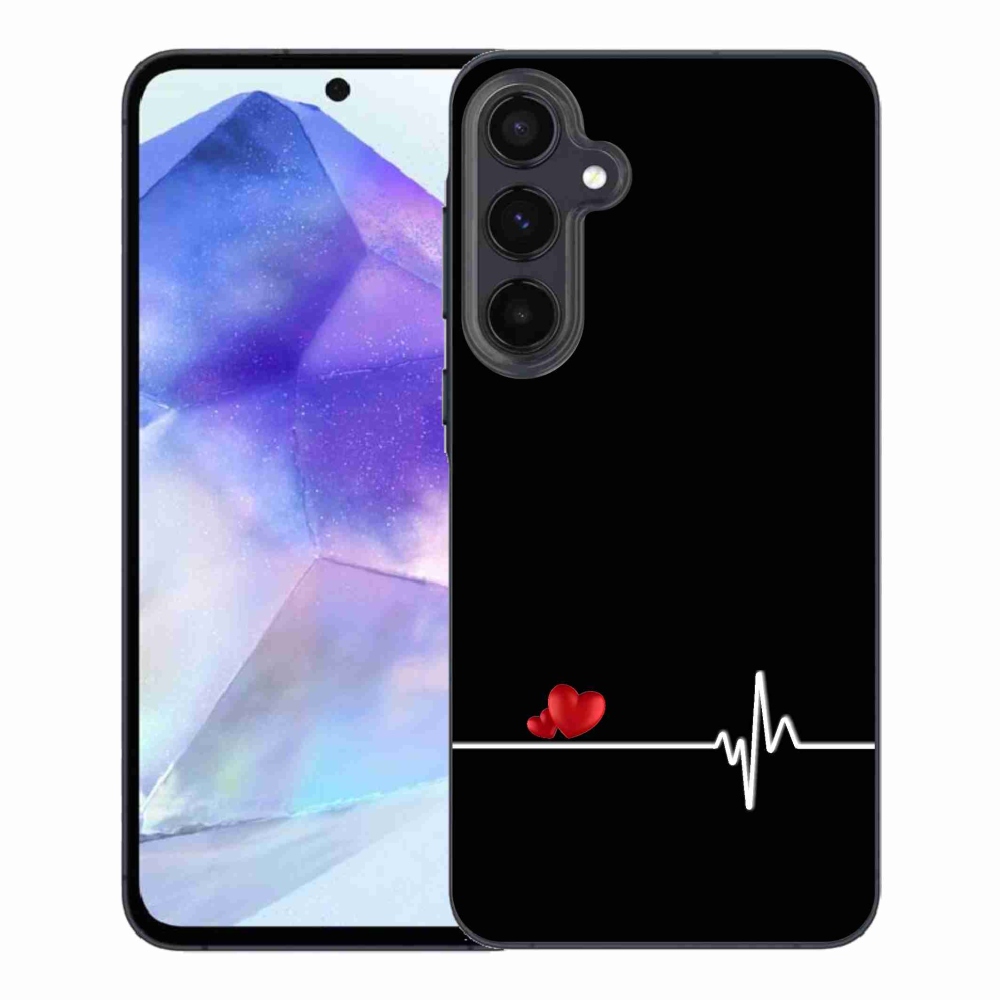 Gelový kryt mmCase na Samsung Galaxy A55 5G - srdce a tep černé pozadí