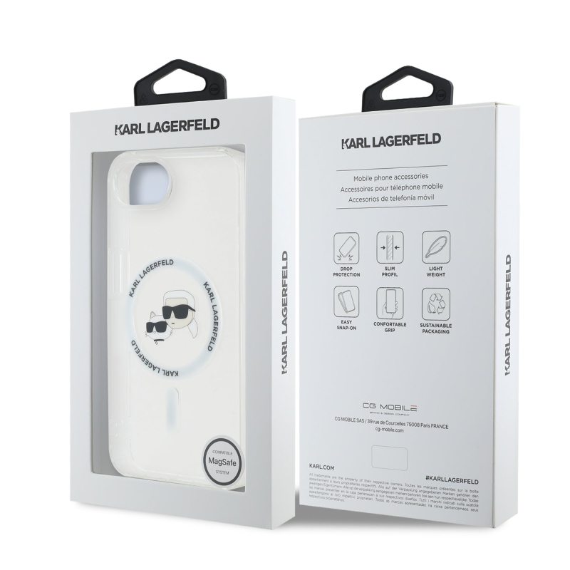 Karl Lagerfeld IML K&CH Heads Metal Frame MagSafe Zadní Kryt pro iPhone 16e Transparent