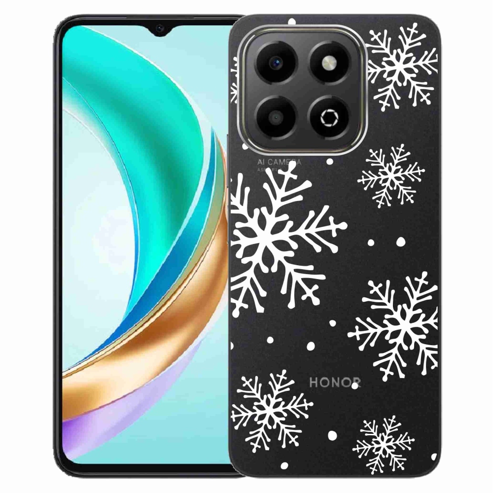 Gelový kryt mmCase na Honor X6b - bílé vločky na průhledném pozadí