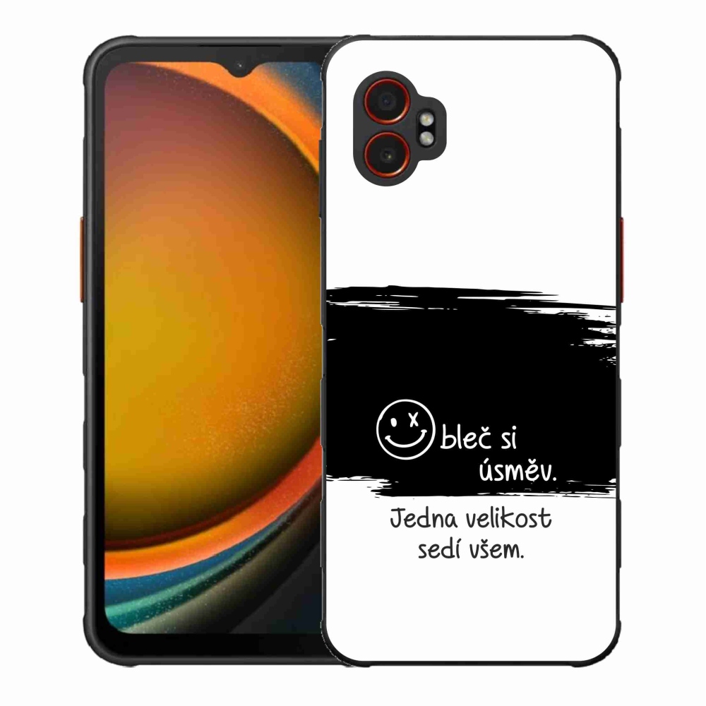 Gelový kryt mmCase na Samsung Galaxy Xcover 7 Pro - vtipný text 8 černobílé pozadí