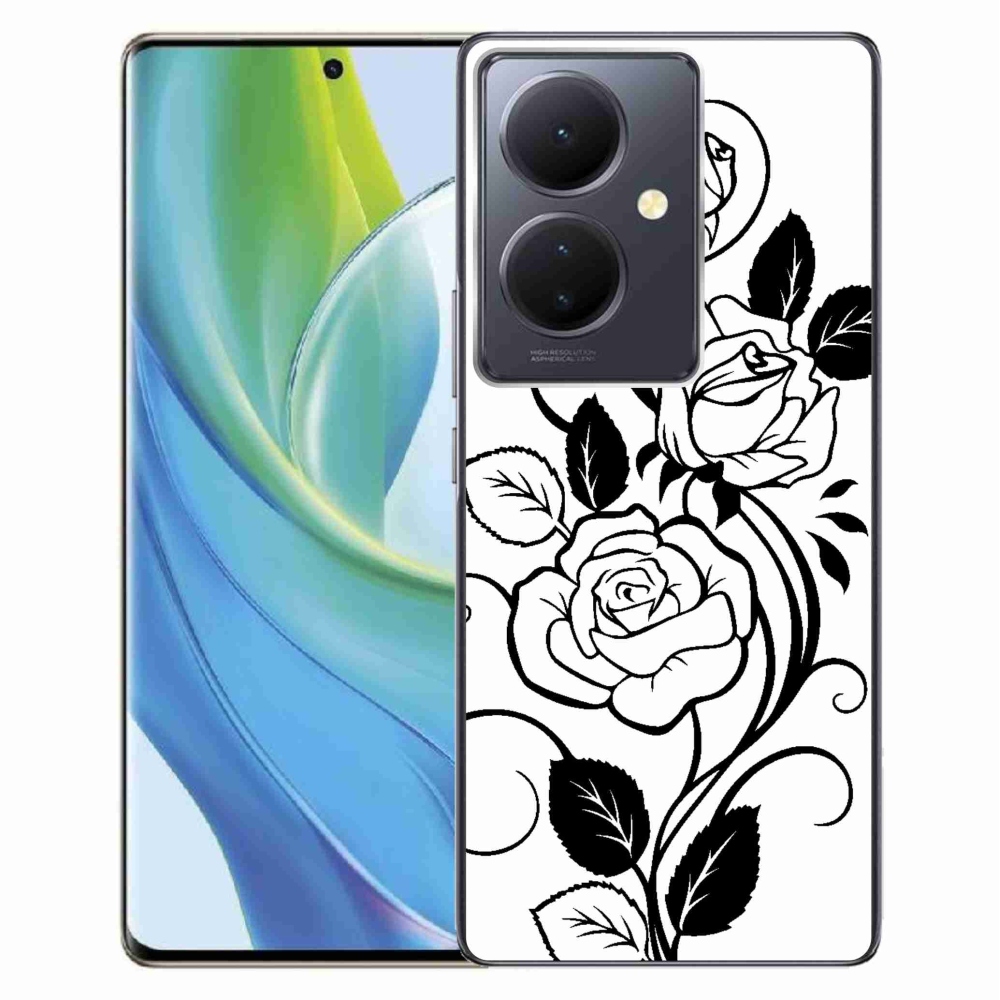 Gelový kryt mmCase na Vivo V29 Lite 5G - černobílá růže
