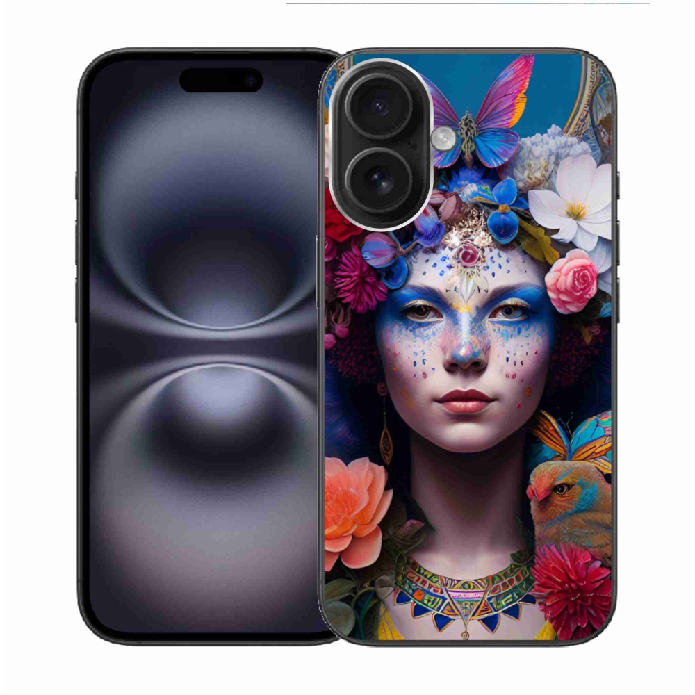 Gelový kryt mmCase na iPhone 16 - žena s květinami