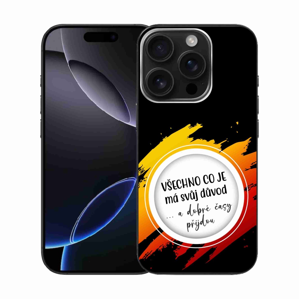 Gelový kryt mmCase na iPhone 16 Pro - citát 3 černé pozadí