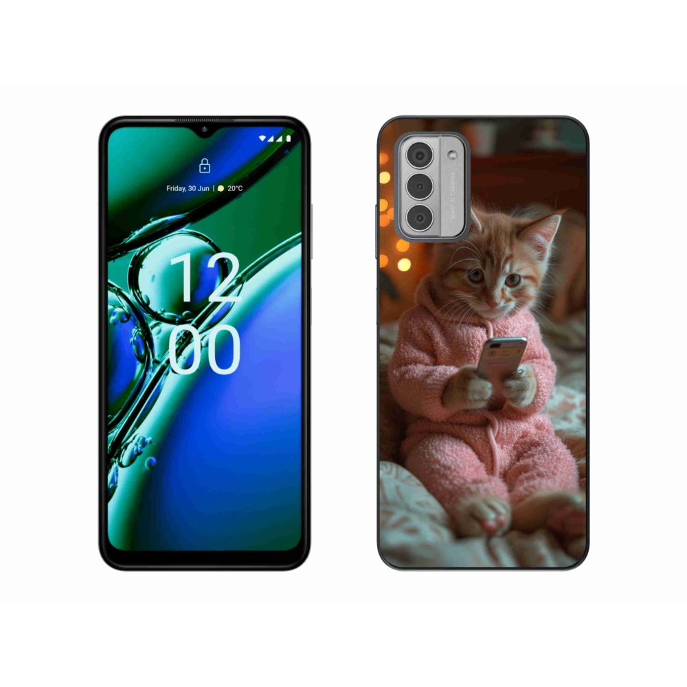 Gelový kryt mmCase na Nokia G42 - kotě s mobilem