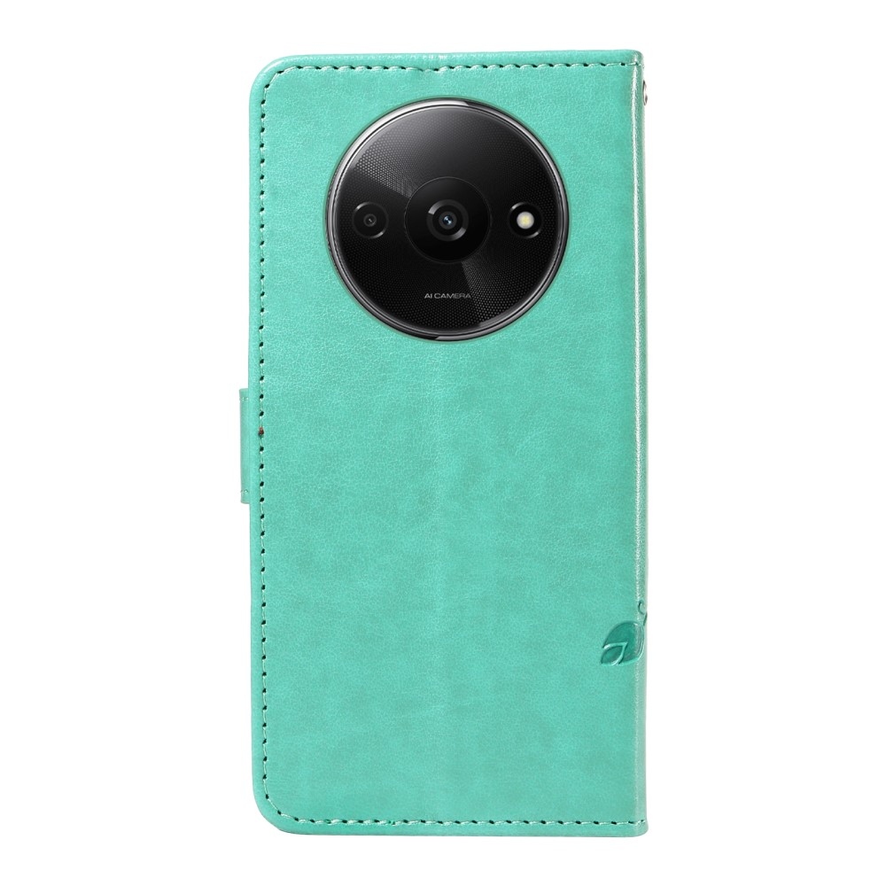 Flowers knížkové pouzdro na Xiaomi Redmi A3 - modrozelené