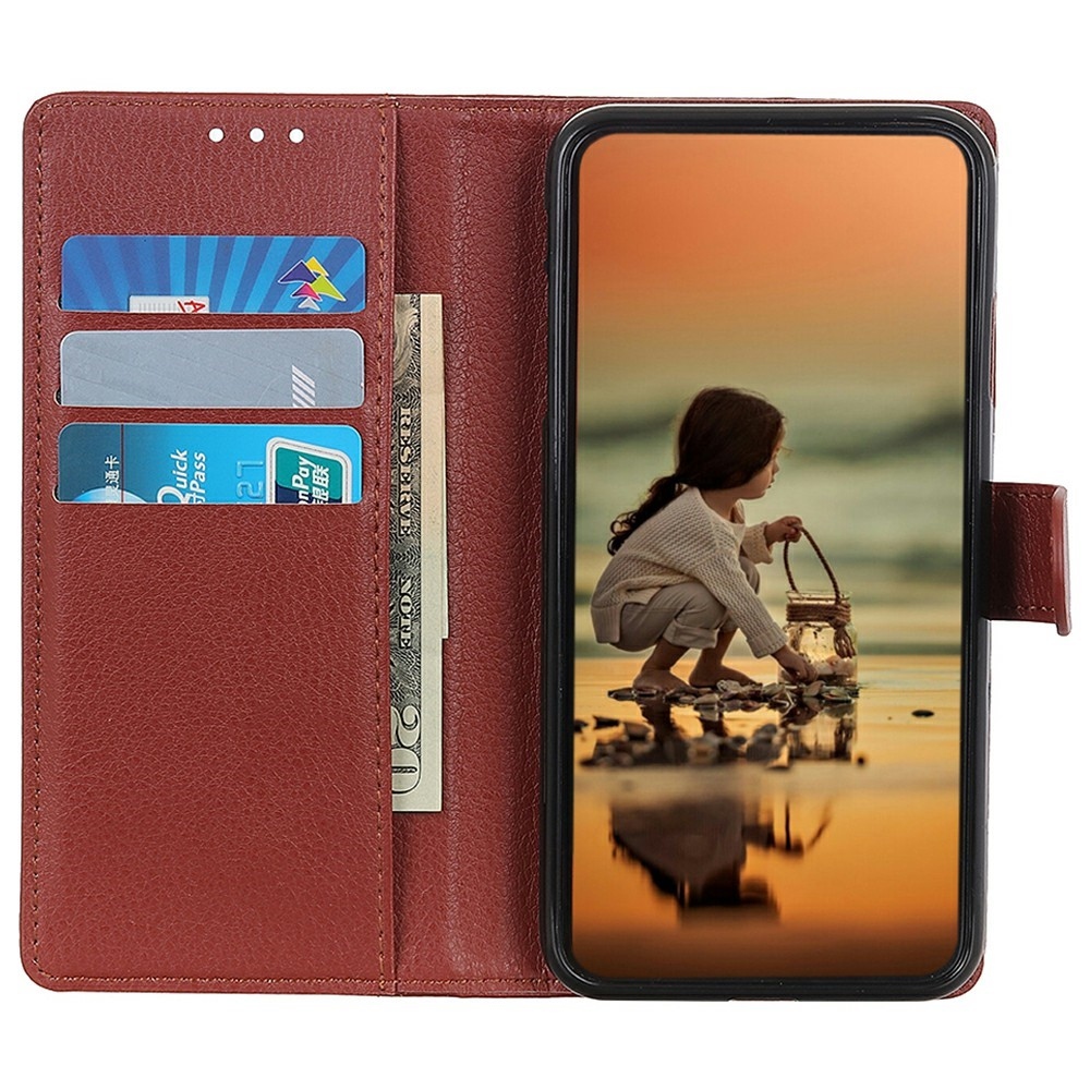 Litchie knížkové pouzdro na Xiaomi Redmi 15C 4G/5G (173mm) - hnědé