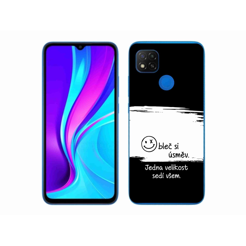 Gelový kryt mmCase na Xiaomi Redmi 9C - vtipný text 8 bíločerné pozadí