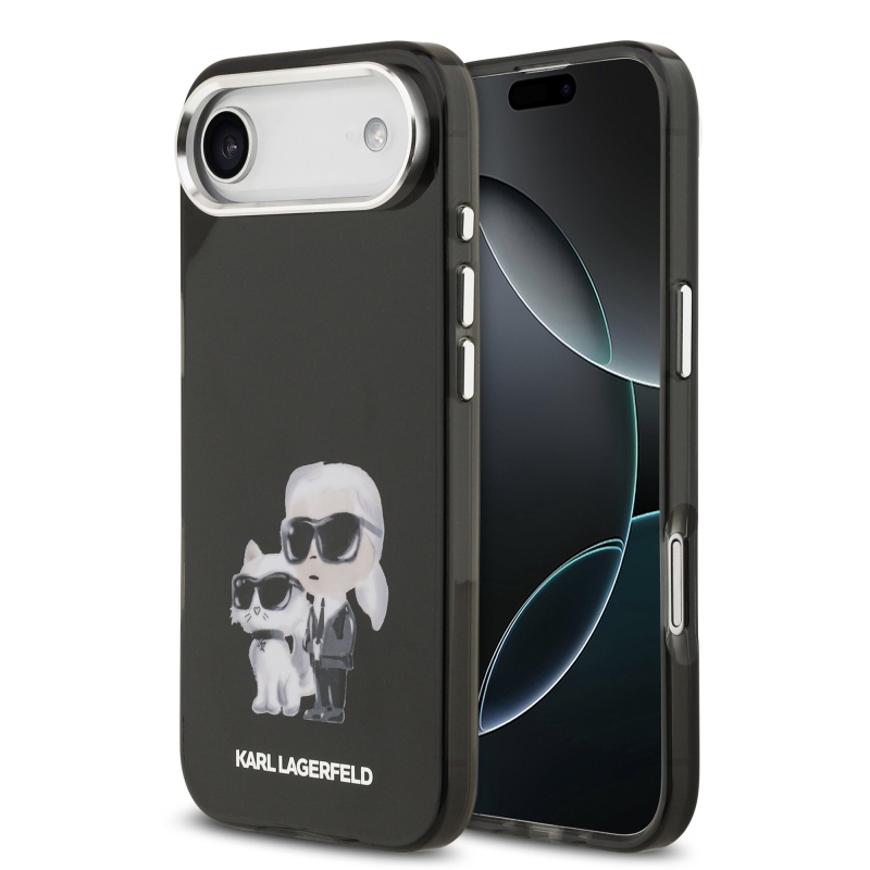 Karl Lagerfeld IML Aquarelle Karl and Choupette Zadní Kryt pro iPhone Air Black