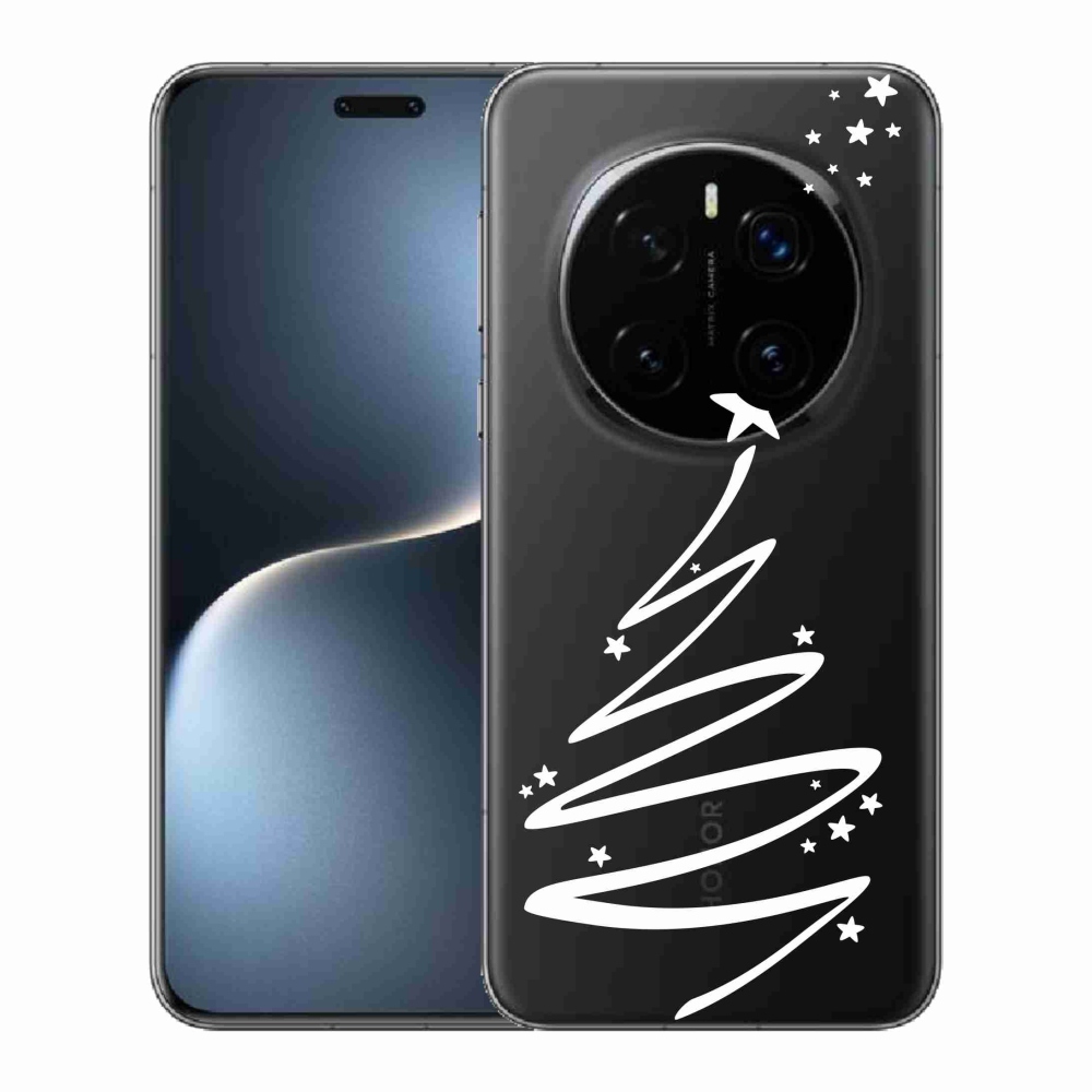 Gelový kryt mmCase na Honor Magic 7 Pro 5G - bílý stromeček na průhledném pozadí