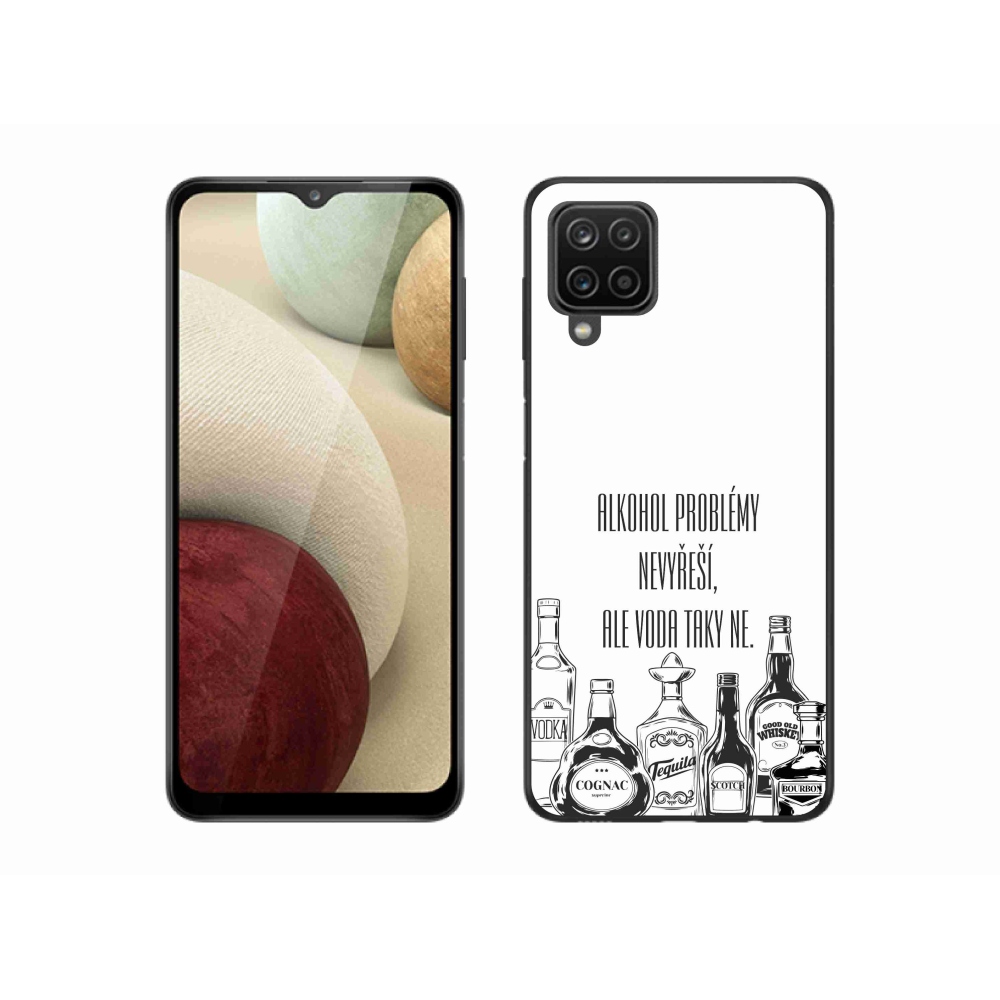 Gelový kryt mmCase na Samsung Galaxy A12 - vtipný text bílé pozadí
