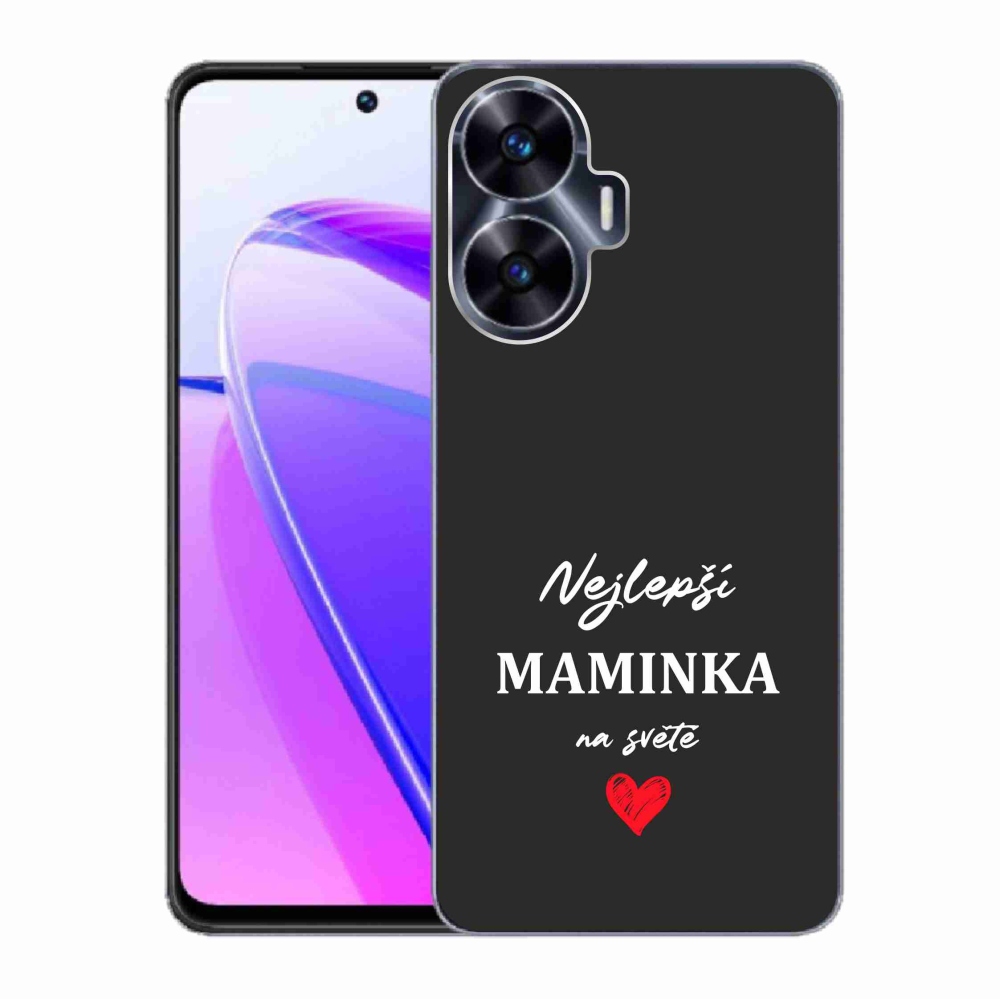 Gelový kryt mmCase na Realme C55 - nejlepší maminka 1 černé pozadí
