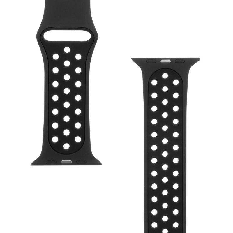 Tactical 161 Double Silikonový Řemínek pro Apple Watch 1/2/3/4/5/6/7/8/9/SE 42/44/45mm Black