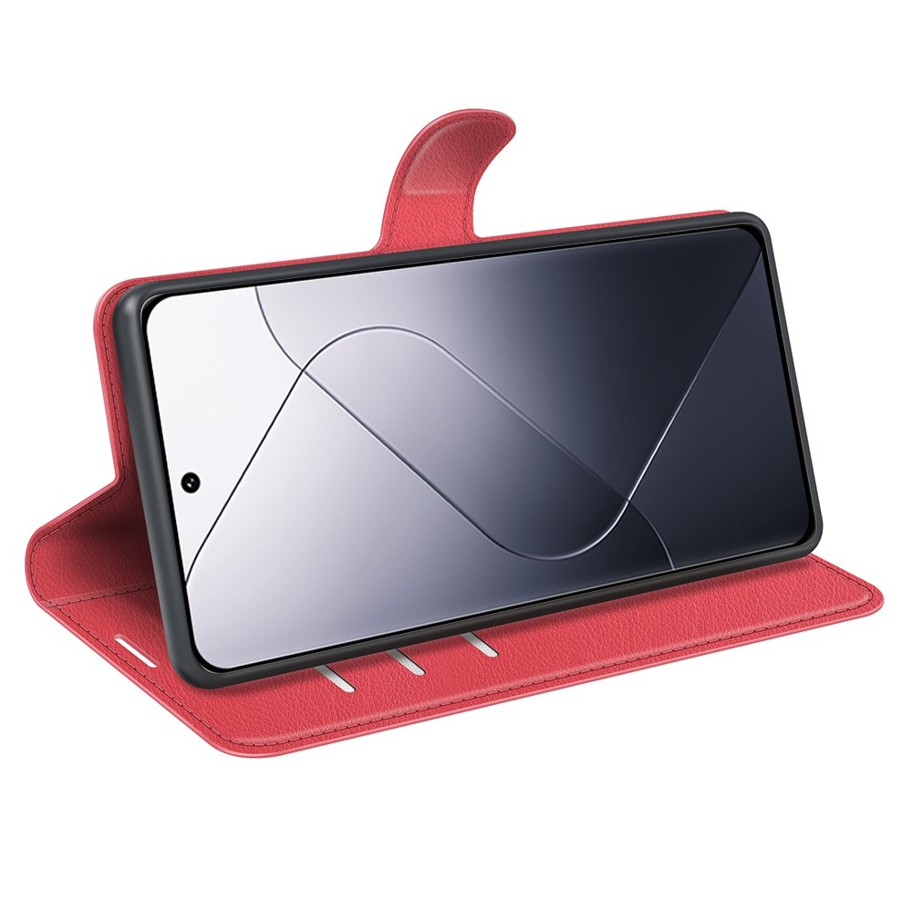 Litchi knížkové pouzdro na Xiaomi 14 - červené