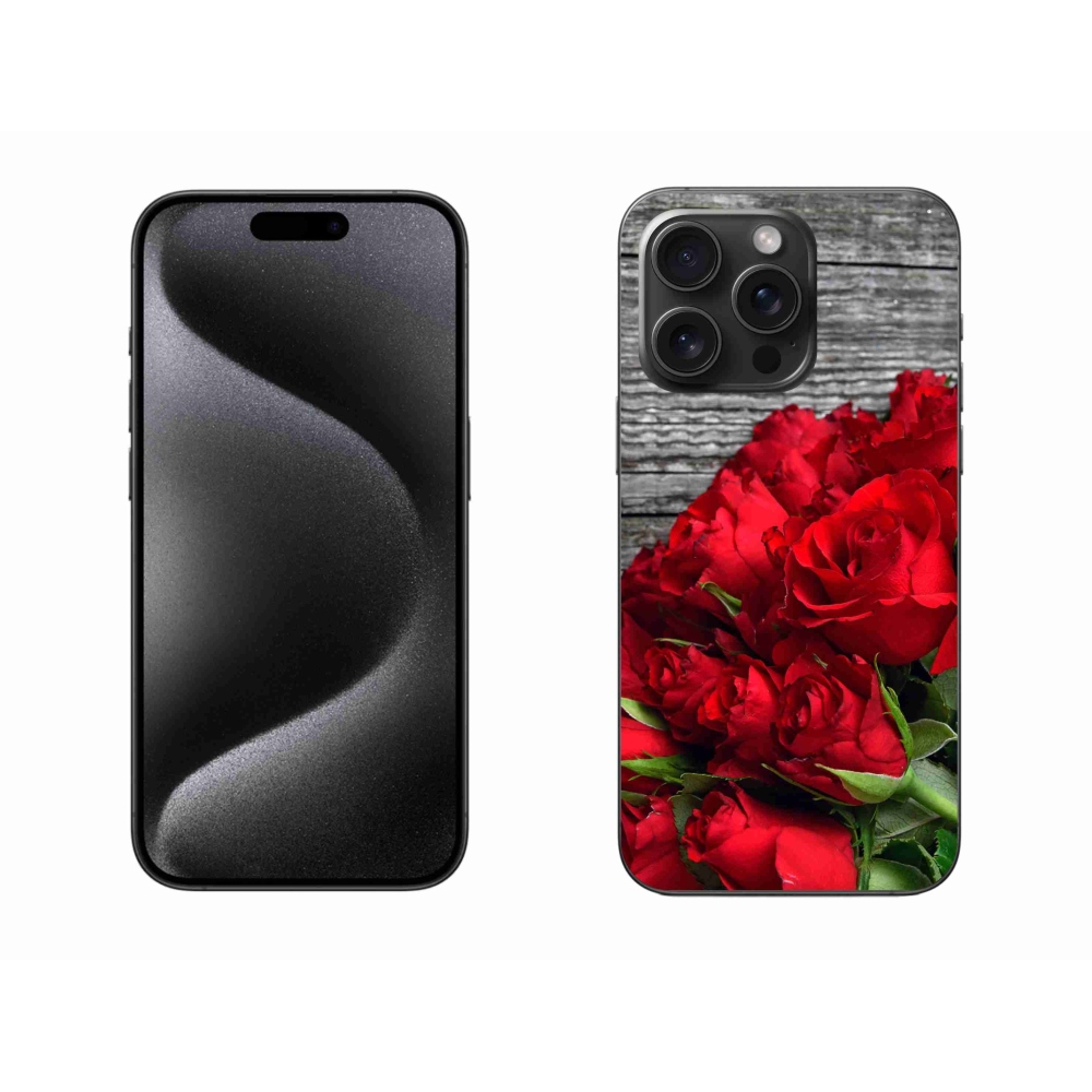 Gelový kryt mmCase na iPhone 15 Pro Max - červené růže