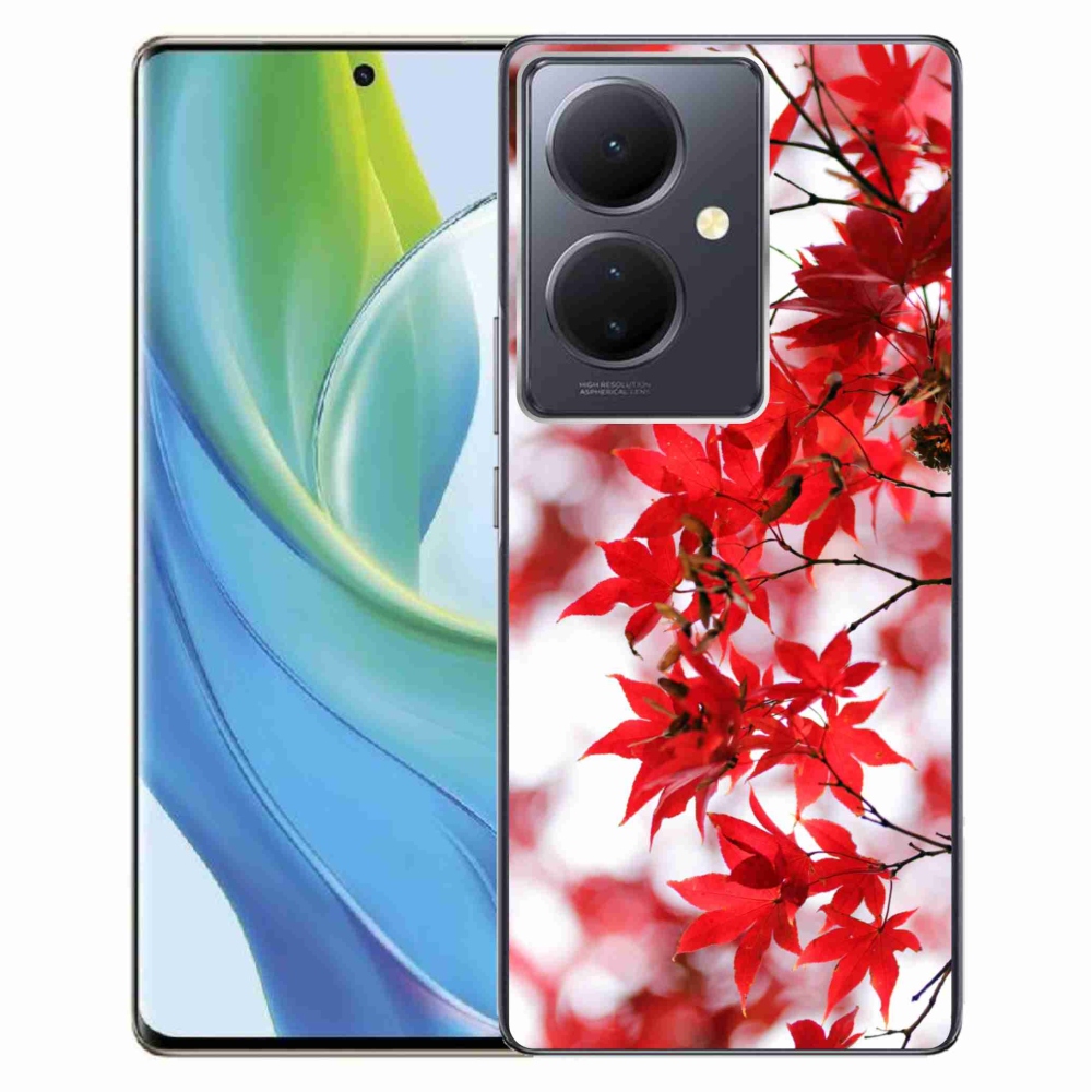 Gelový kryt mmCase na Vivo V29 Lite 5G - červené listy