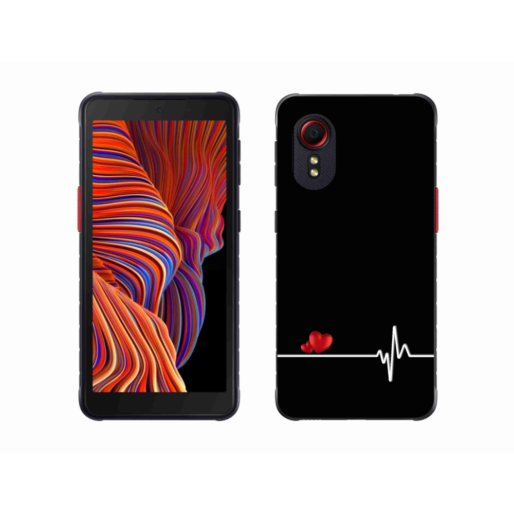 Gelový kryt mmCase na Samsung Galaxy Xcover 5 - srdce a tep černé pozadí